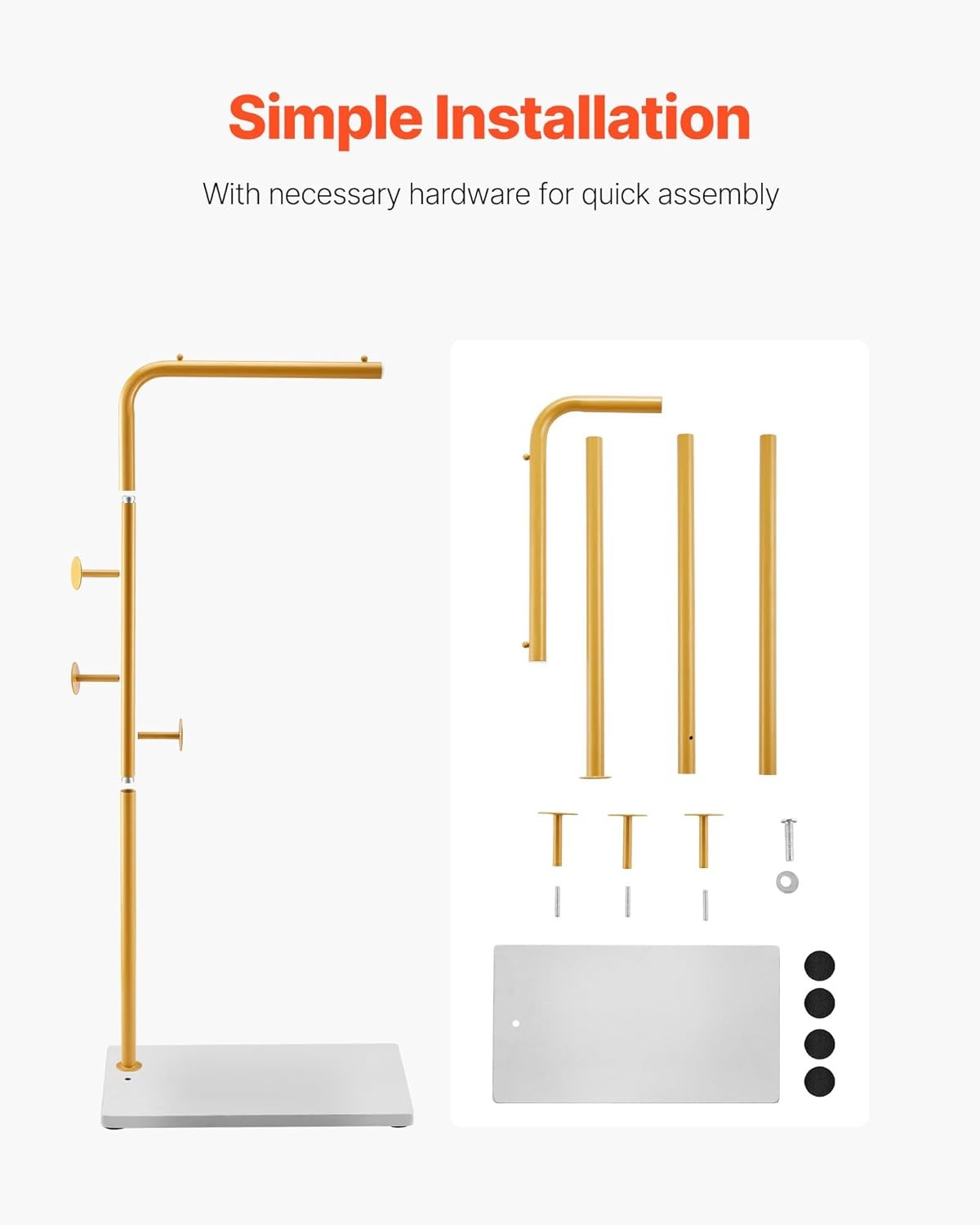 Freestanding Coat Rack Stand with Quartz Base | Modern Gold Hall Tree
