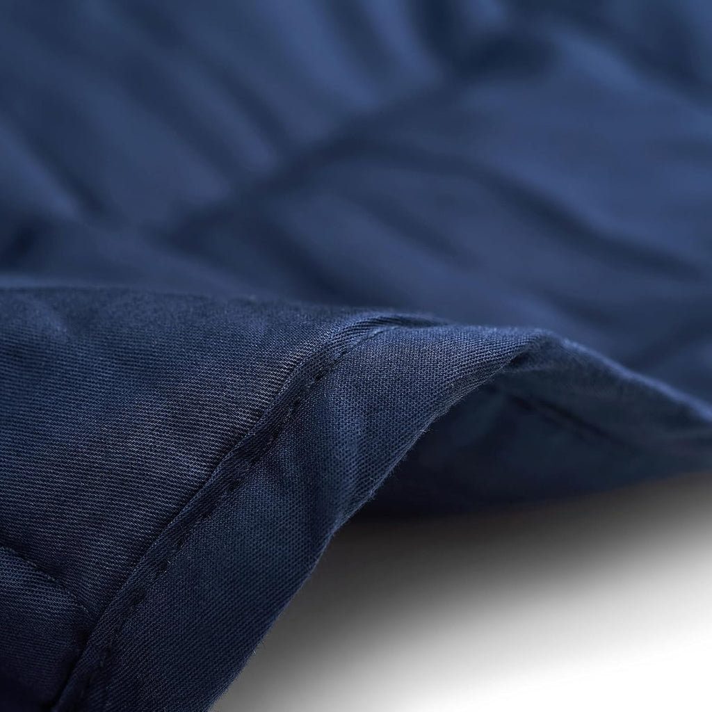 "Navy Weighted Blanket 152x203cm 9kg Cotton – Calming for One Person"