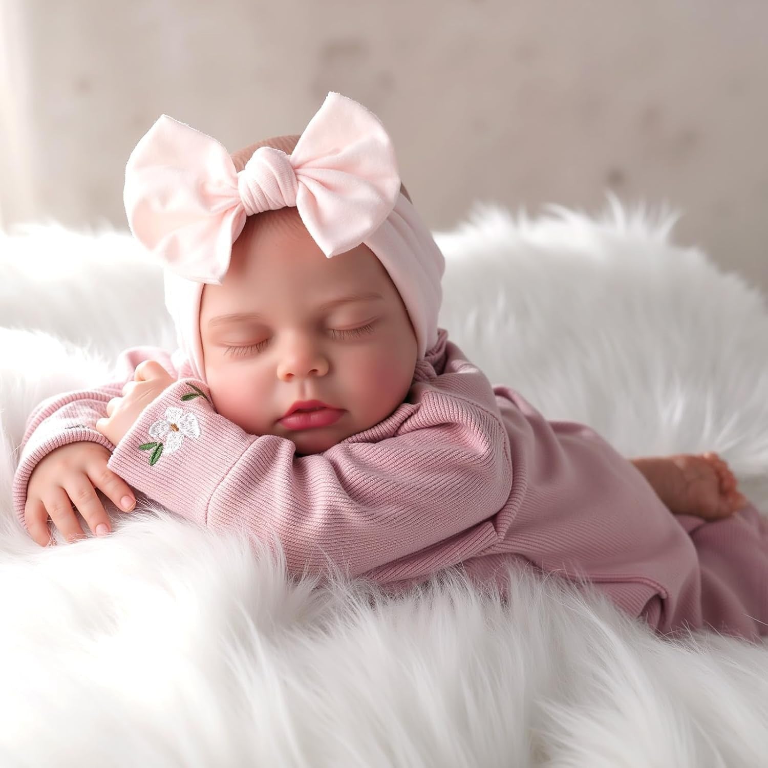 20” Reborn Baby Doll Sleeping Girl Soft Body Pink Outfit