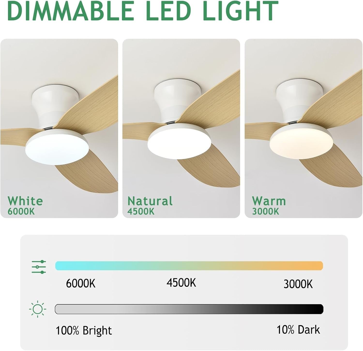 Lrenjon 100CM Ceiling Fan Light, 6-Speed Silent LED – Wood Grain