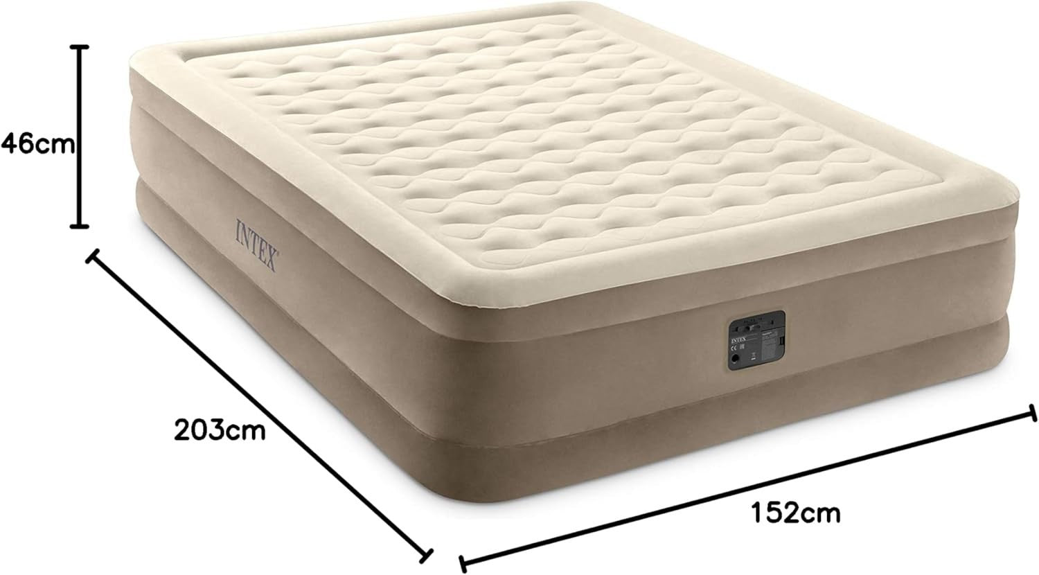 Queen Inflatable Air Mattress with Fiber-Tech, Built-In Pump, 203x152x46cm