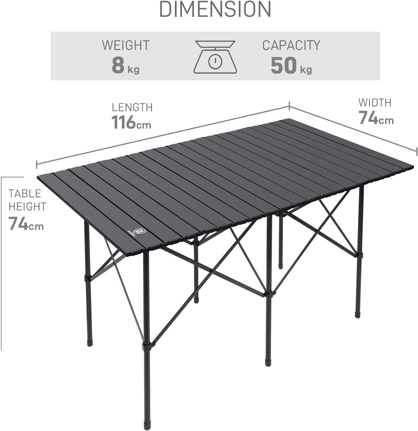 4ft Folding Camping Table Portable Roll-Up Aluminum Outdoor Picnic BBQ Table