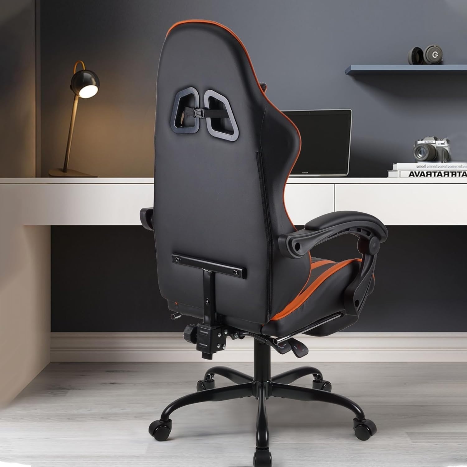 Ergonomic Orange Gaming Chair Recliner PU Leather Office PC Desk Seat