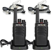 Rechargeable Walkie Talkies Long Range 2 Way Radio w Earpiece 2 Pack
