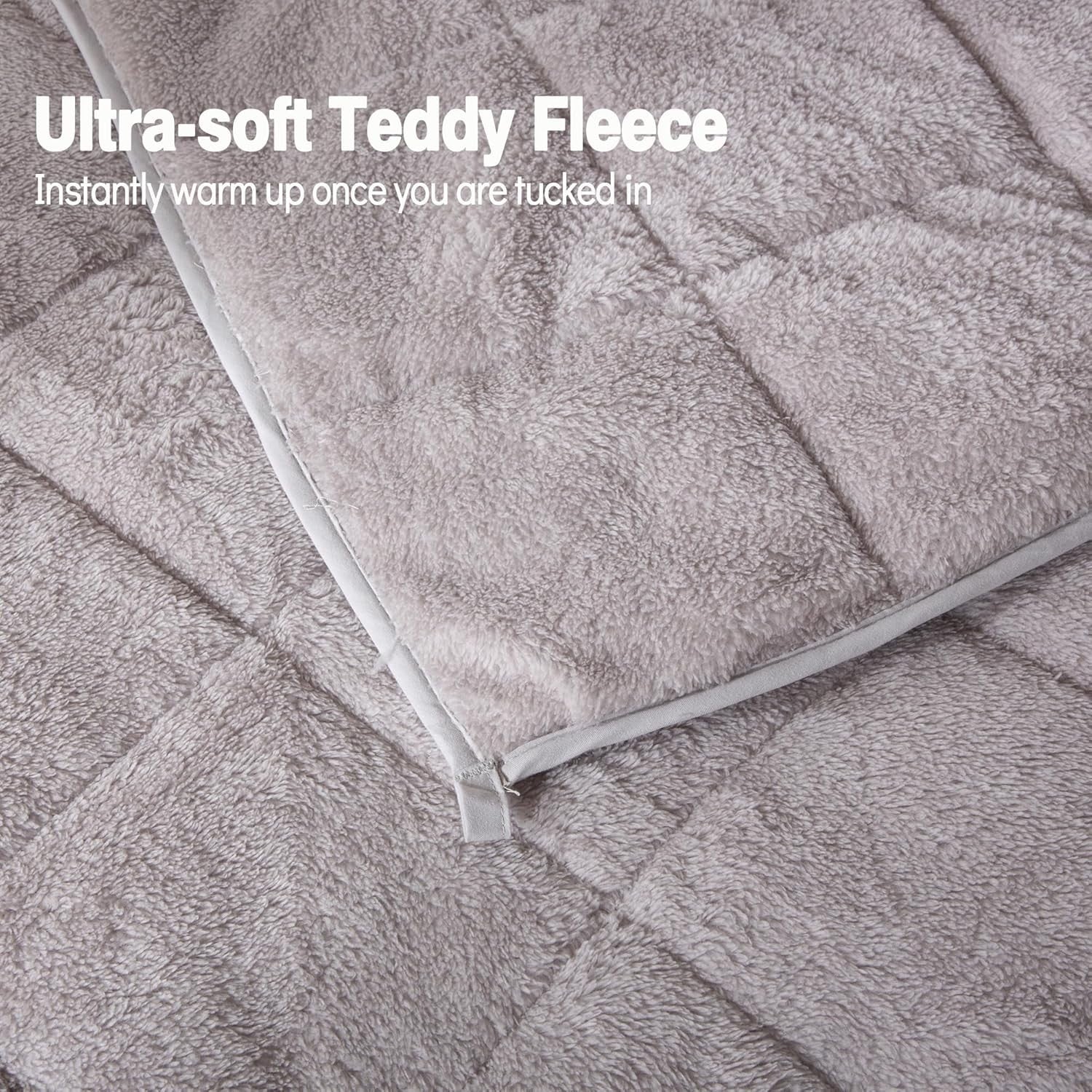 6kg Weighted Blanket, Silver Grey Teddy Fleece Quilted 125x180cm Anxiety Relief