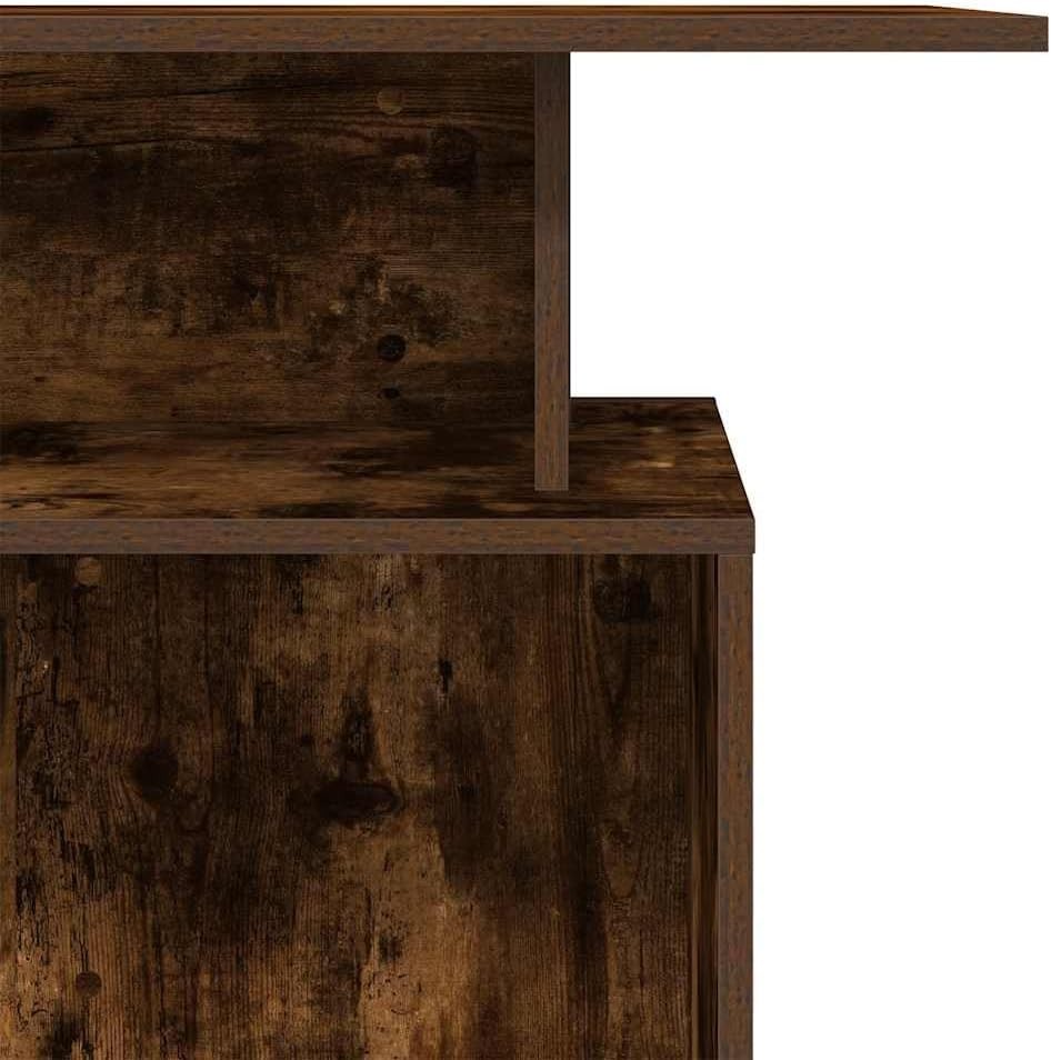 Smoked Oak Reception Desk 100x40x104cm Modern Office Counter with Storage Shelf