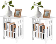 White Side Table Set of 2 – Compact Bedside & End Tables 34x25x40cm