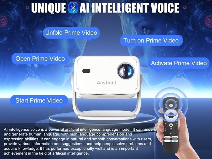 Smart 1080P Projector 400 ANSI Android 13 WiFi Bluetooth Auto Focus