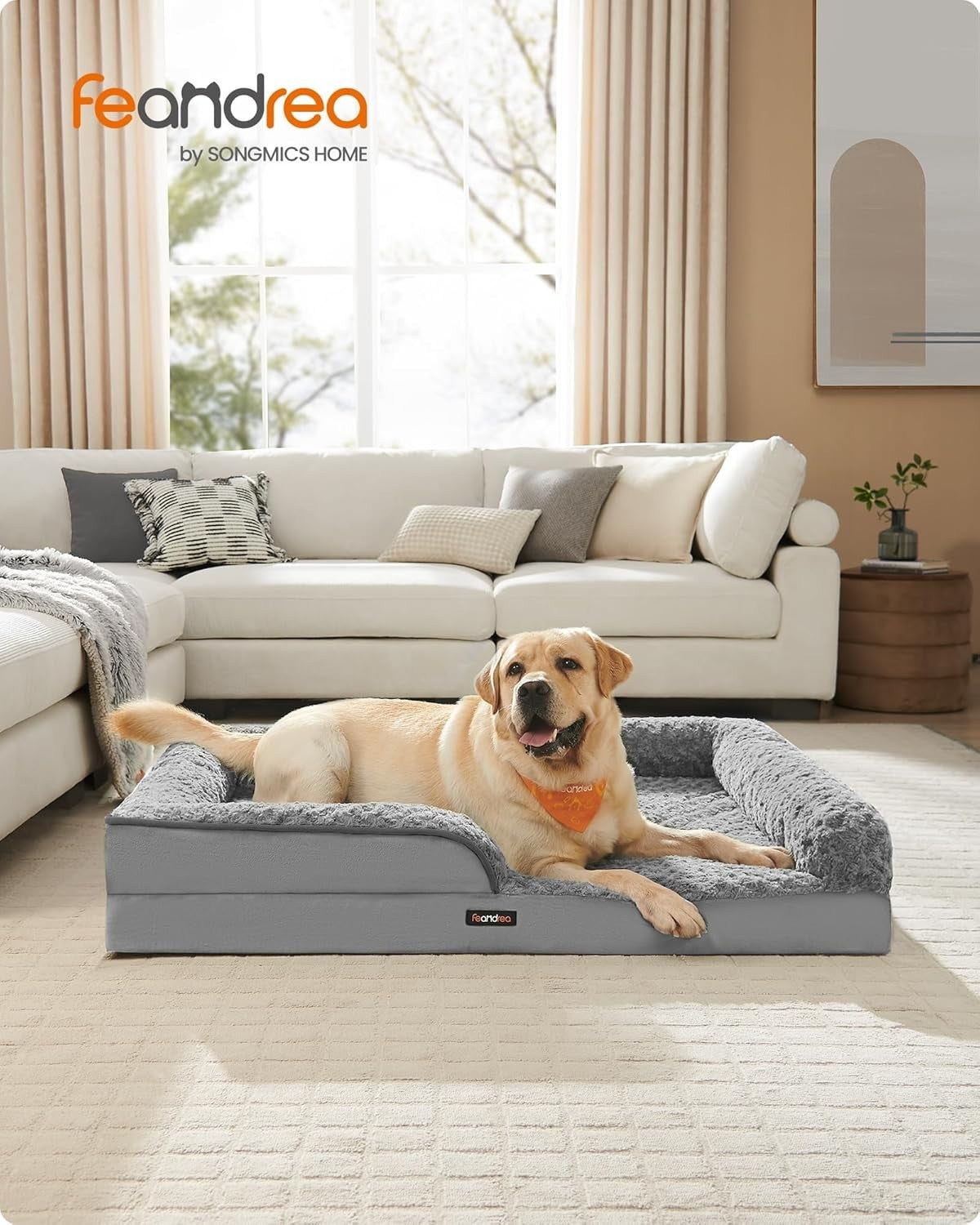 XXL Orthopedic Dog Sofa Bed 122x89cm Memory Foam Grey