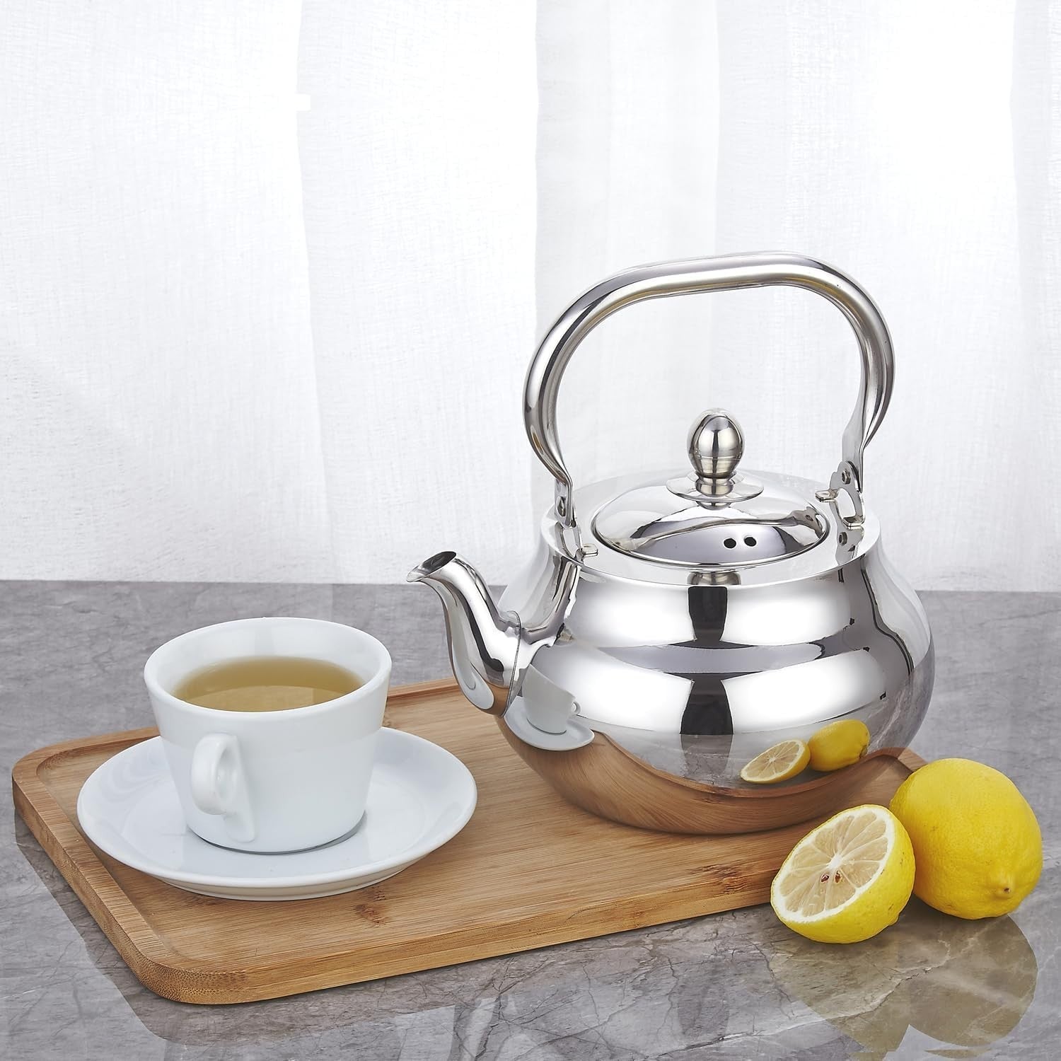 Stainless Steel Teapot 2000ml Tea Pot Infuser Induction Stovetop