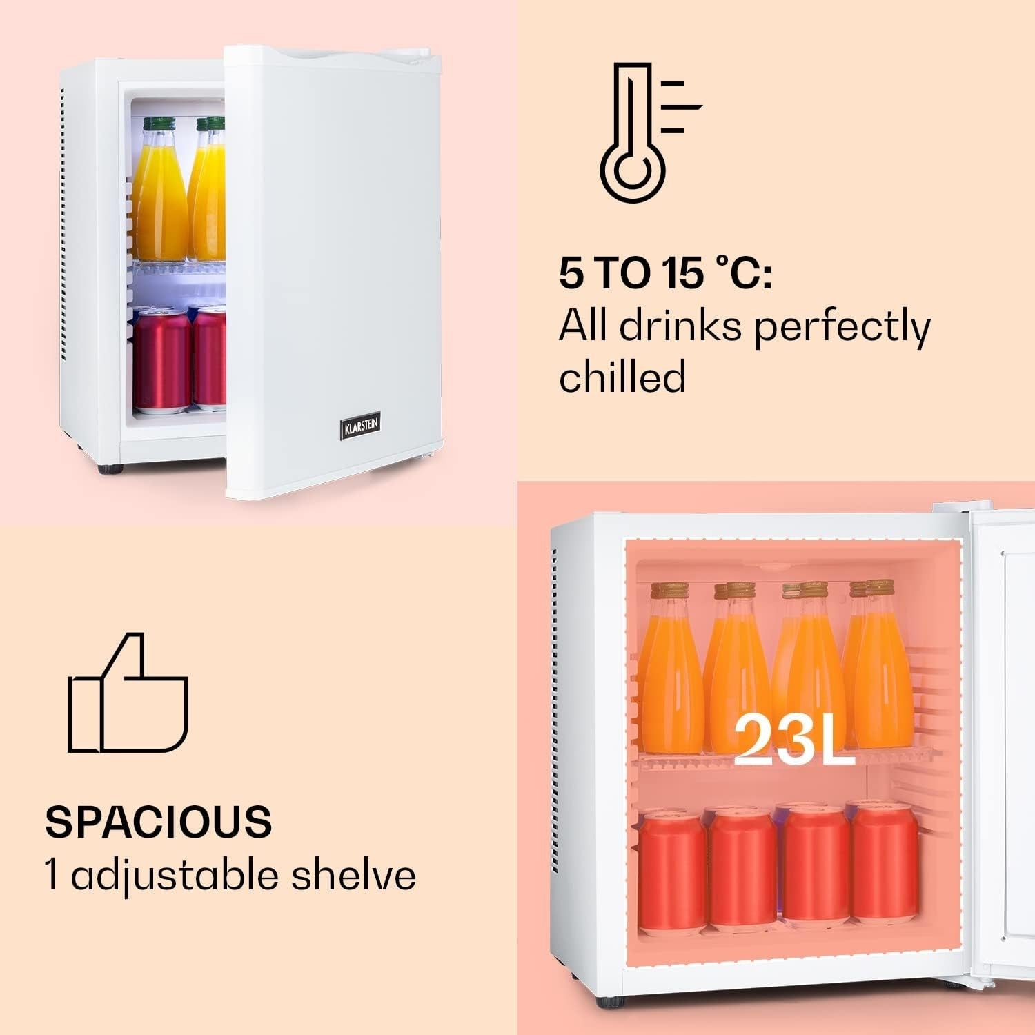 Compact 23L White Mini Fridge Tabletop Cooler for Home Office Bedroom