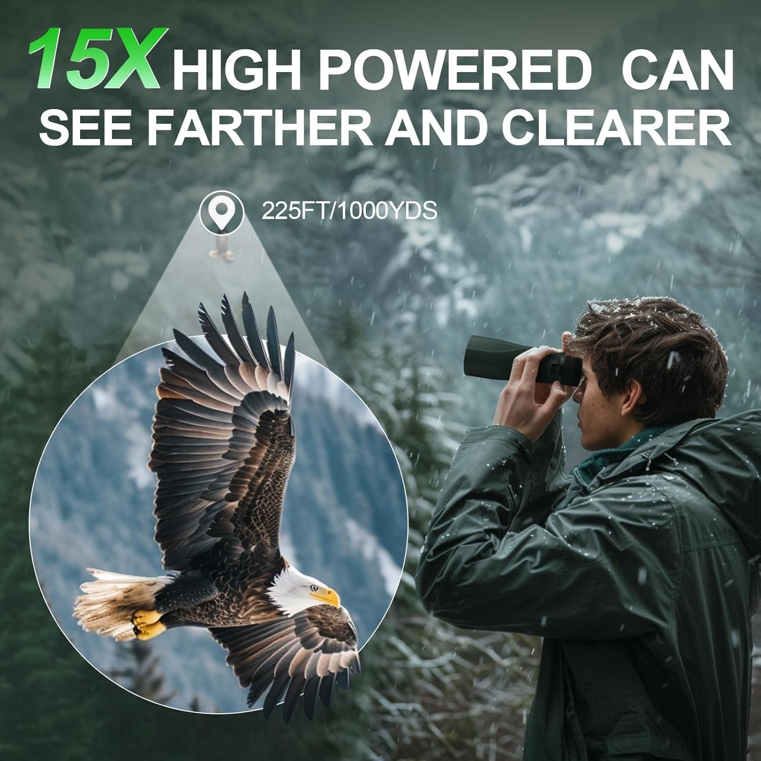 15x56 High Power Binoculars HD Long-Range Waterproof Birdwatching Travel Optics