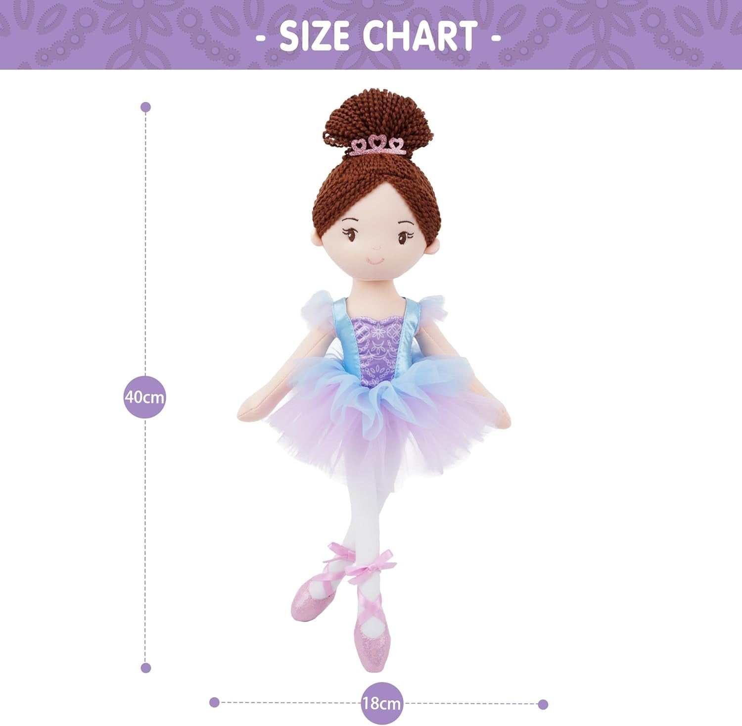 40cm Ballerina Plush Doll Soft Stuffed Ballet Toy Tutu Gift for Girls