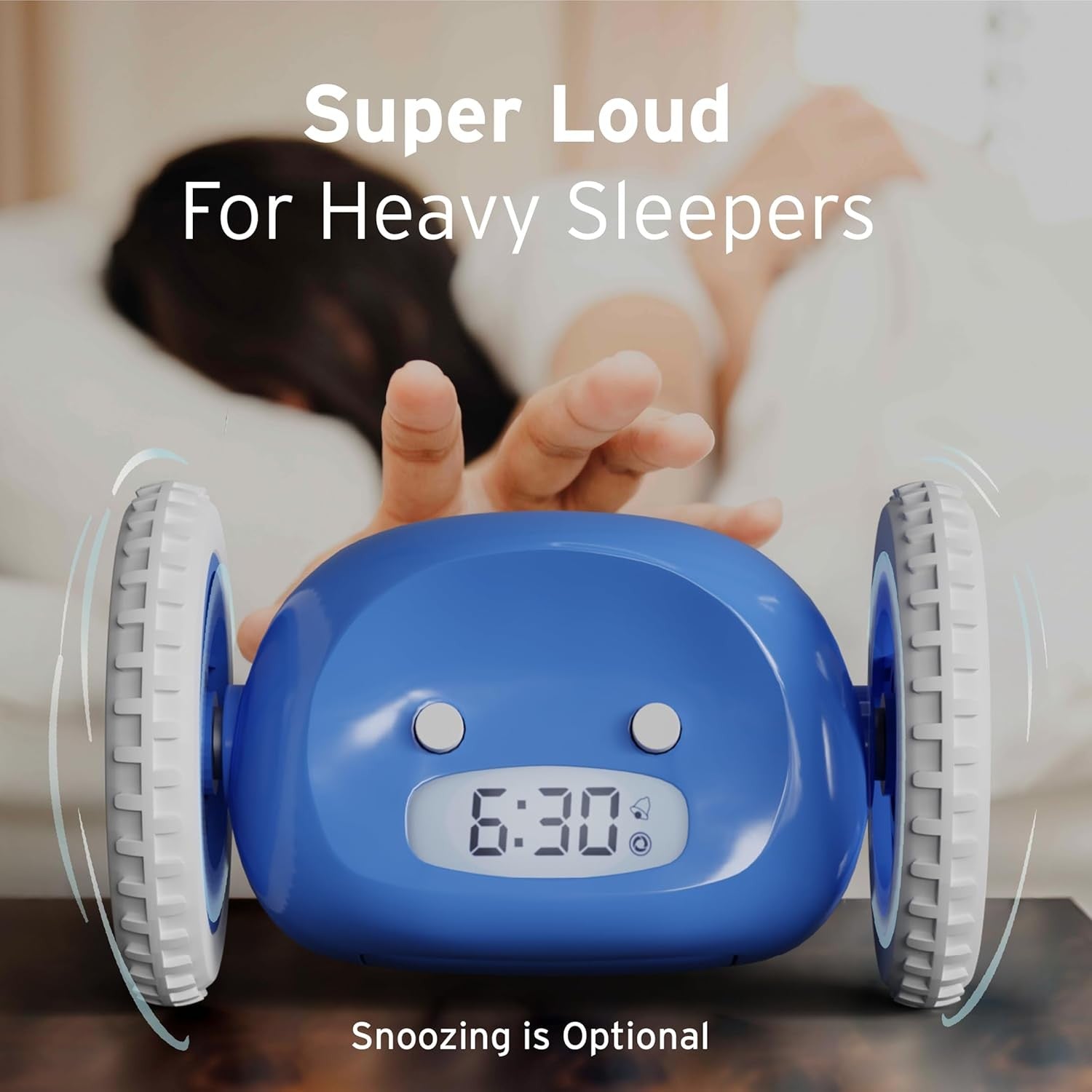 Runaway Alarm Clock on Wheels Extra Loud Heavy Sleeper Moving Jumping
