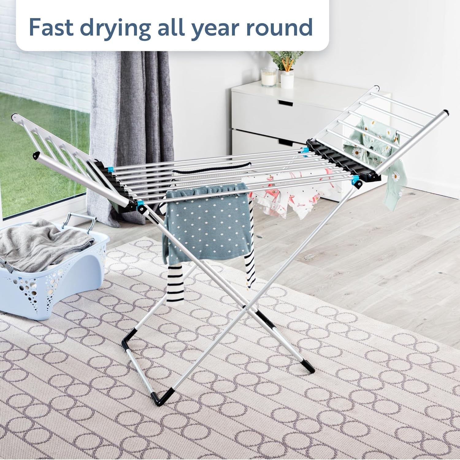 Winged Heated Clothes Airer 12m Drying Space 16kg Foldable Electric Indoor