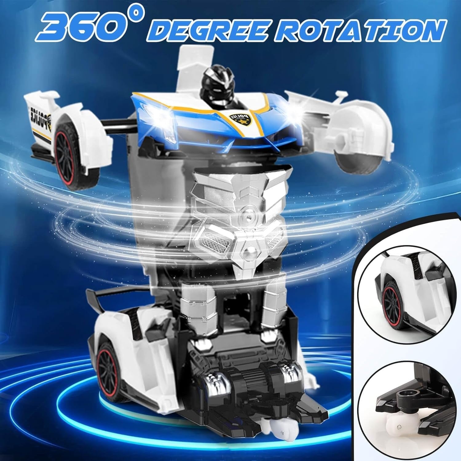 Remote Control Police Car Robot Toy – Transforming RC Car for Kids 3-8