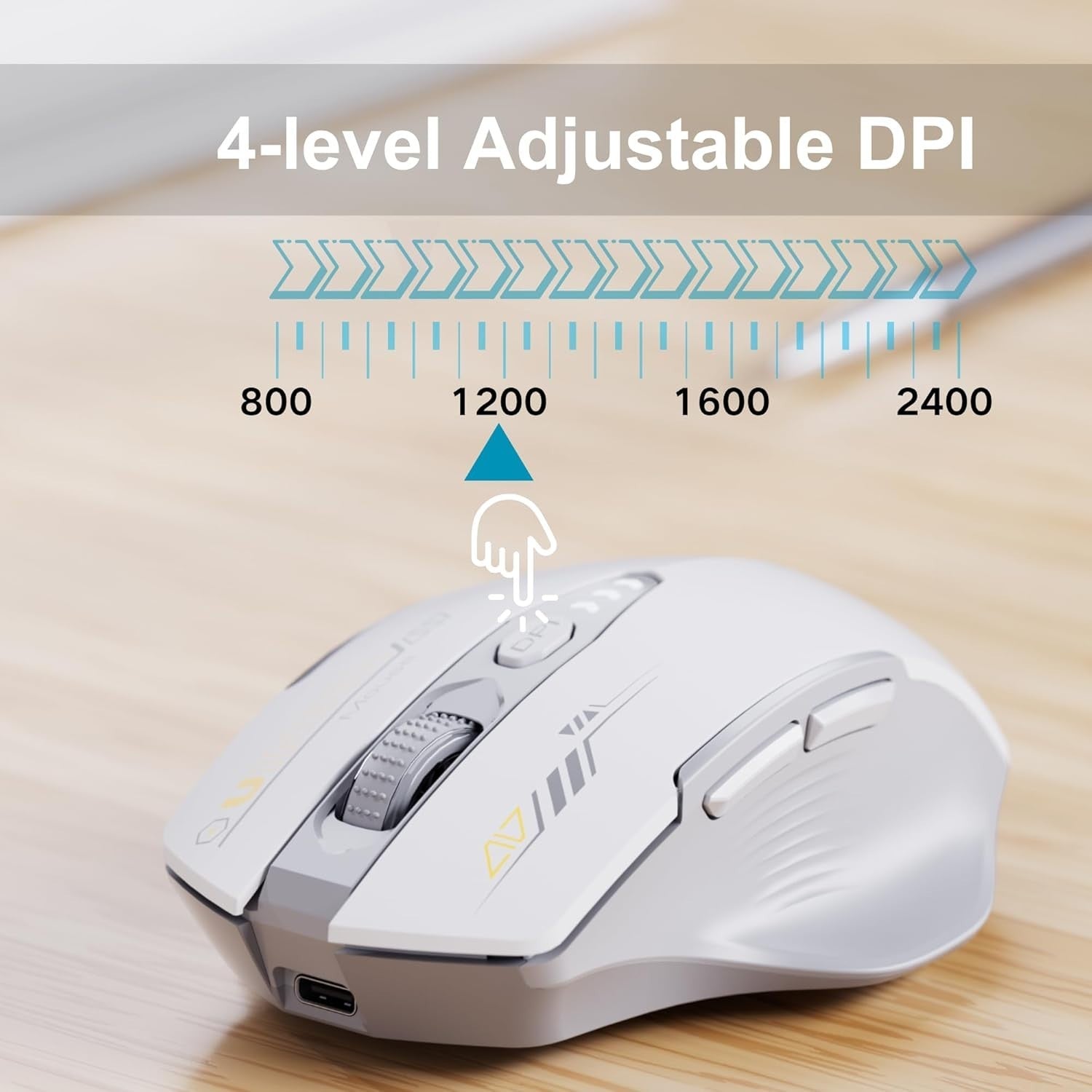 Tri Mode Wireless Mouse Bluetooth Rechargeable Adjustable DPI Ergonomic Office
