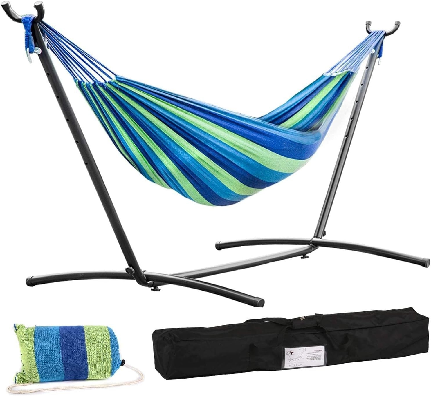 Heavy Duty Double Hammock Stand Portable Steel Frame for Patio & Indoor