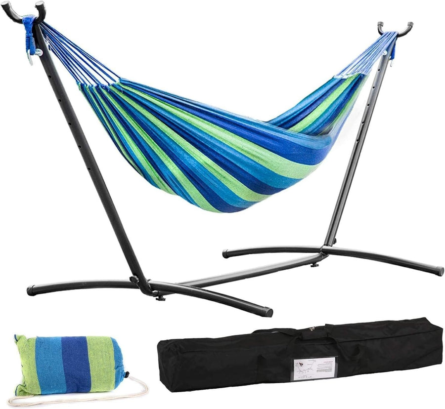 Heavy Duty Double Hammock Stand Portable Steel Frame for Patio & Indoor