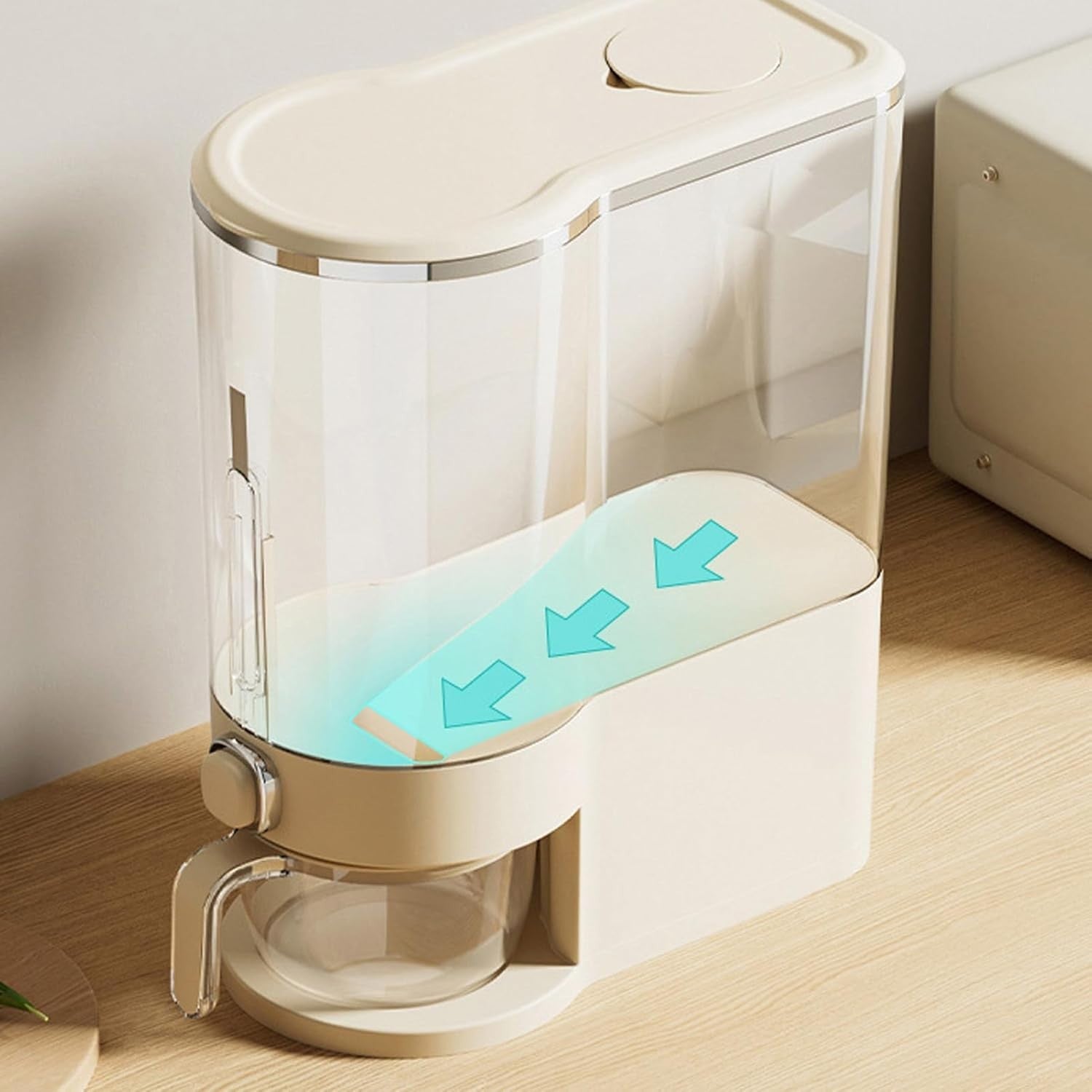 10KG Rice Dispenser Airtight Grain Storage Container Press Sealed Bin