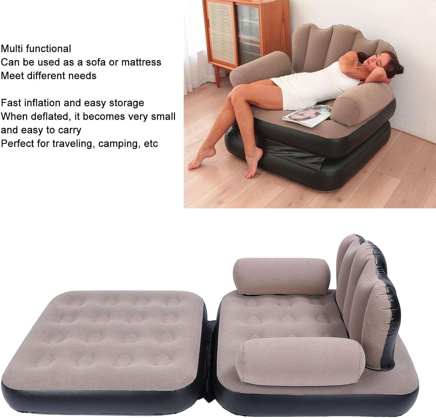 Inflatable Couch Mattress – Portable Foldable Sofa Bed, Thick PVC