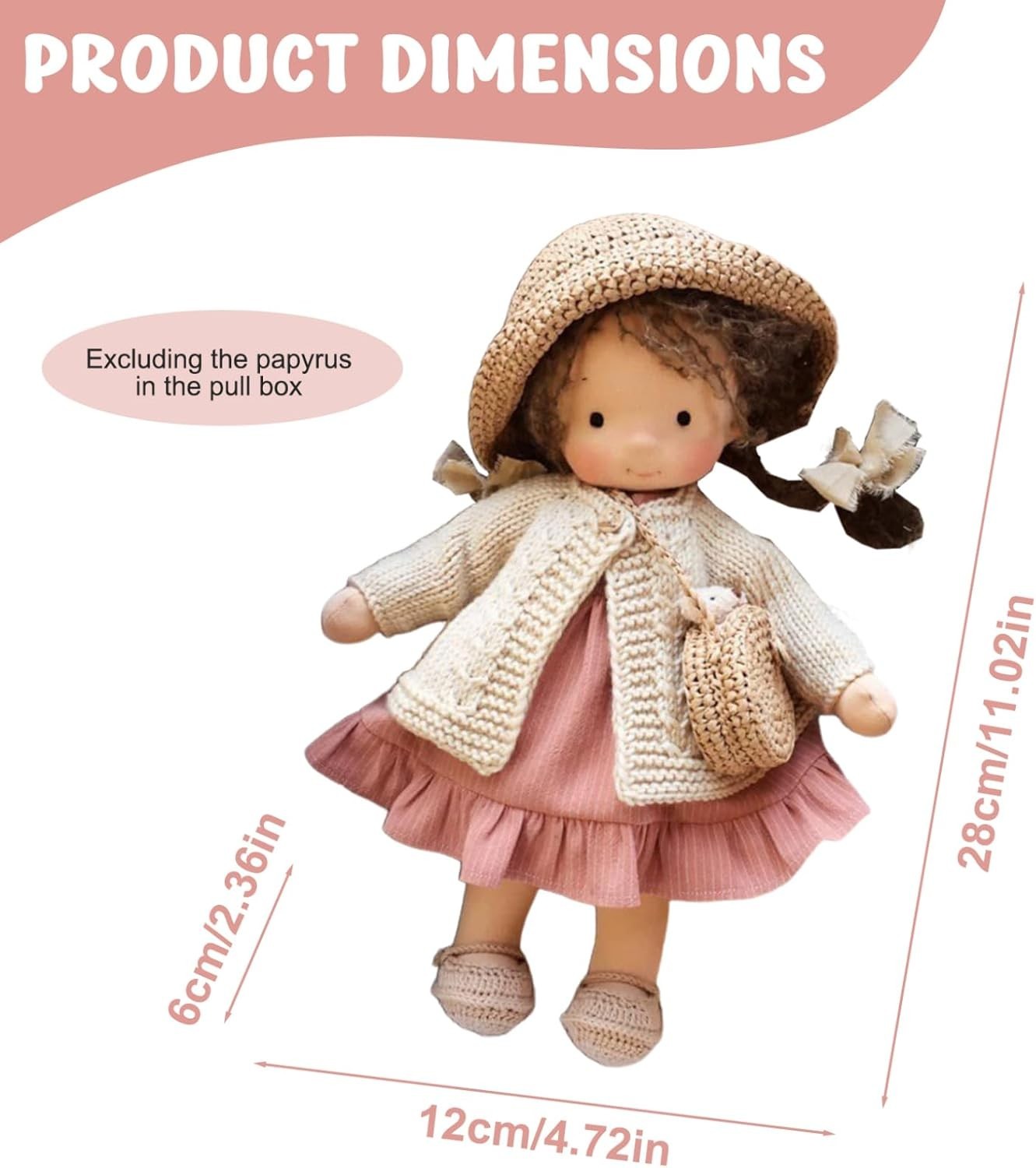 Cute Rag Doll Plush Toy with Hat Bag Shoes Boxed Gift for Babies Kids
