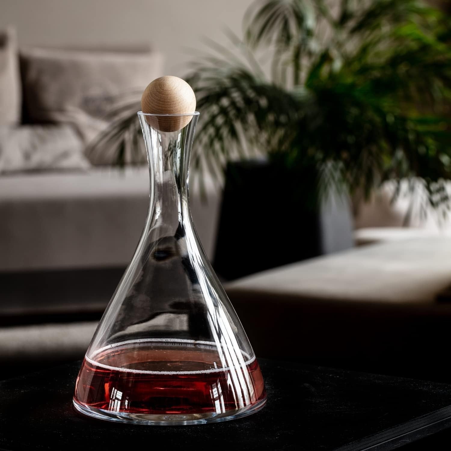 Luxury 1L Crystal Wine Decanter with Wooden Stopper | Elegant Red Wine Carafe
