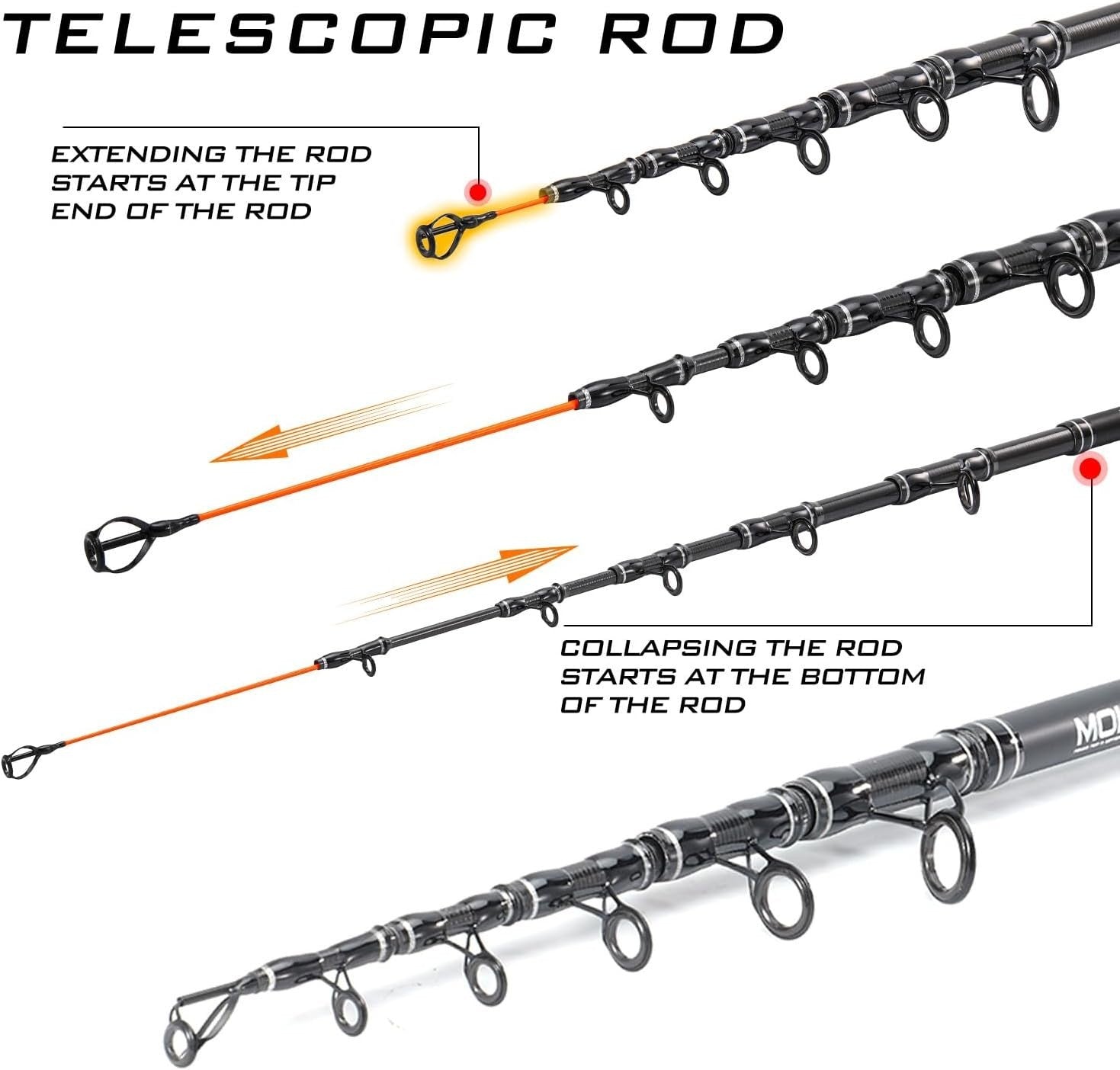 Telescopic Carp Fishing Rod 3.6M Carbon Fibre 3.0lb Travel