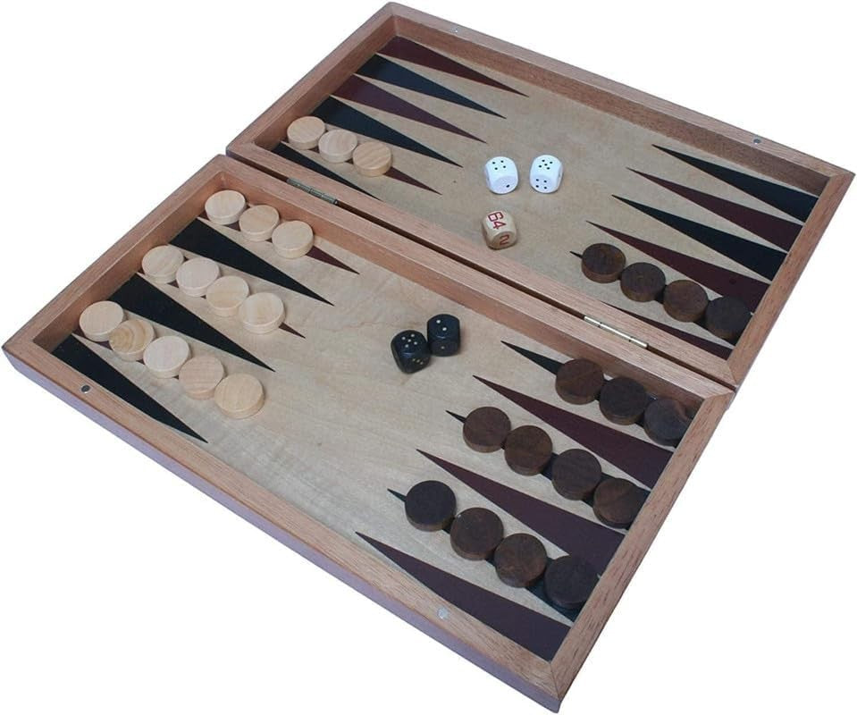Wooden Backgammon Set Magnetic Folding Travel Board Game Gift