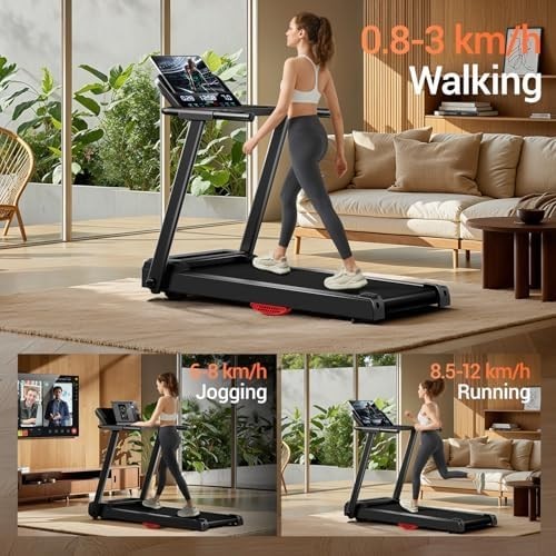 3.0HP Folding Treadmill Quiet Motor 12kmh Shock Absorbent Home Running Machine