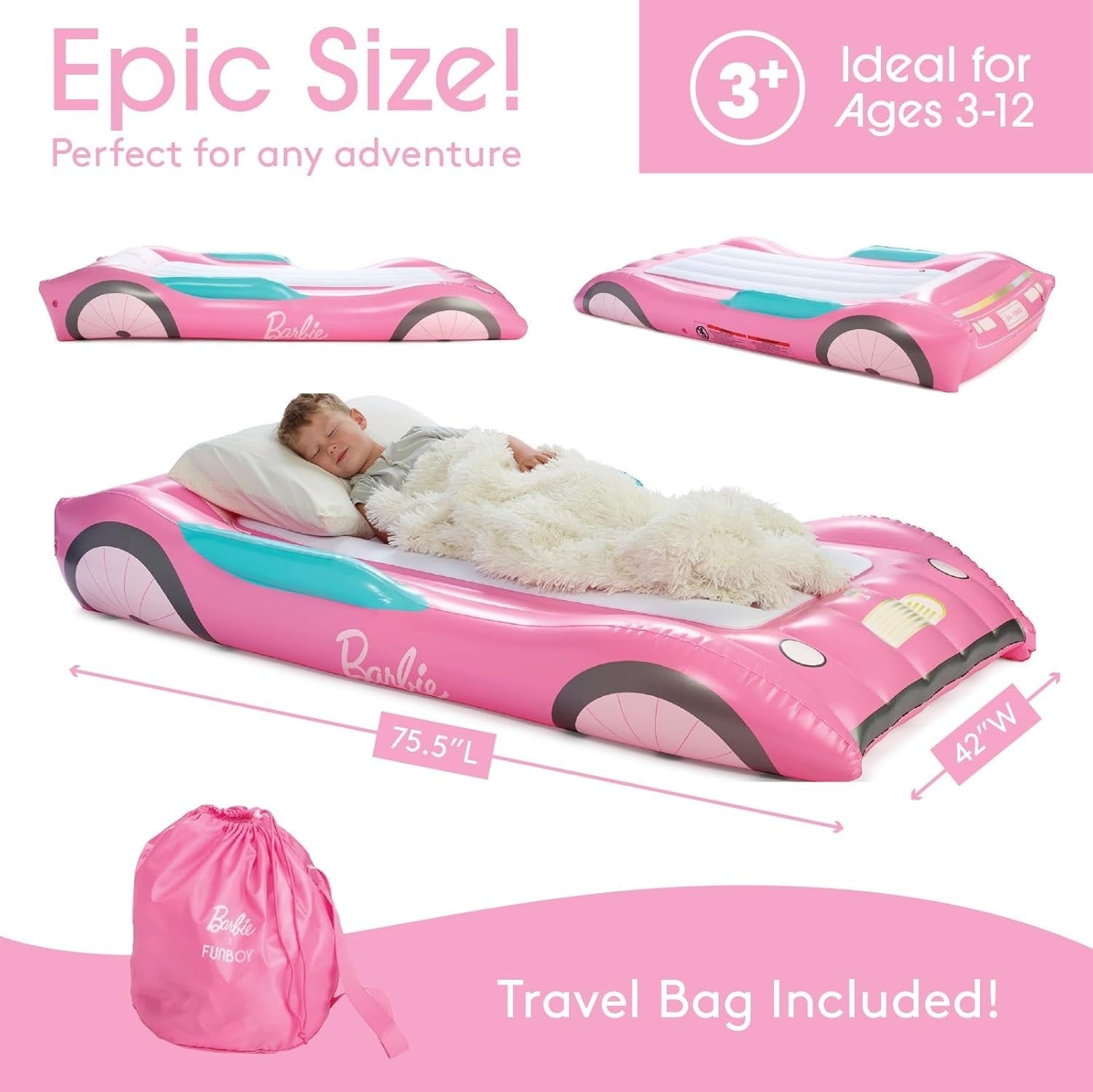 Kids Travel Cot with Inflatable Mattress – Sleepovers, Portable & Cozy