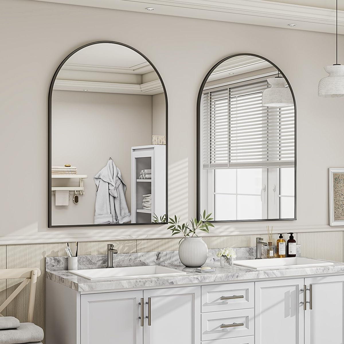Arch Wall Mirror 100x75cm Shatterproof Frame for Bathroom Bedroom Hallway