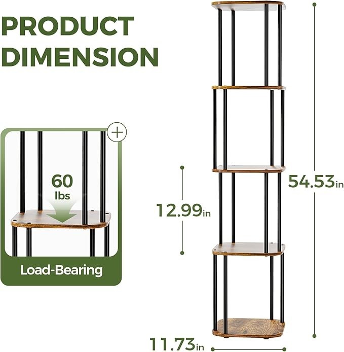 5 Tier Metal Wood Plant Stand Indoor Outdoor Tall Flower Shelf 29x30x138cm
