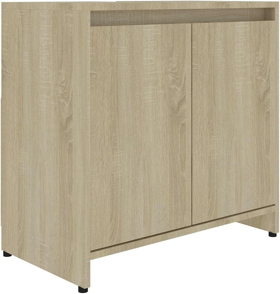 Modern Brown Under Sink Bathroom Cabinet – 2 Door Storage Unit 60x61cm