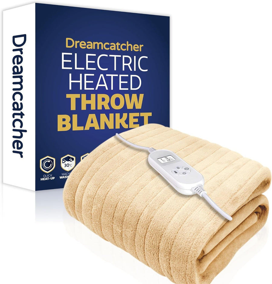 Electric Heated Throw Blanket 160x120cm Soft Fleece 9 Heat Timer Washable