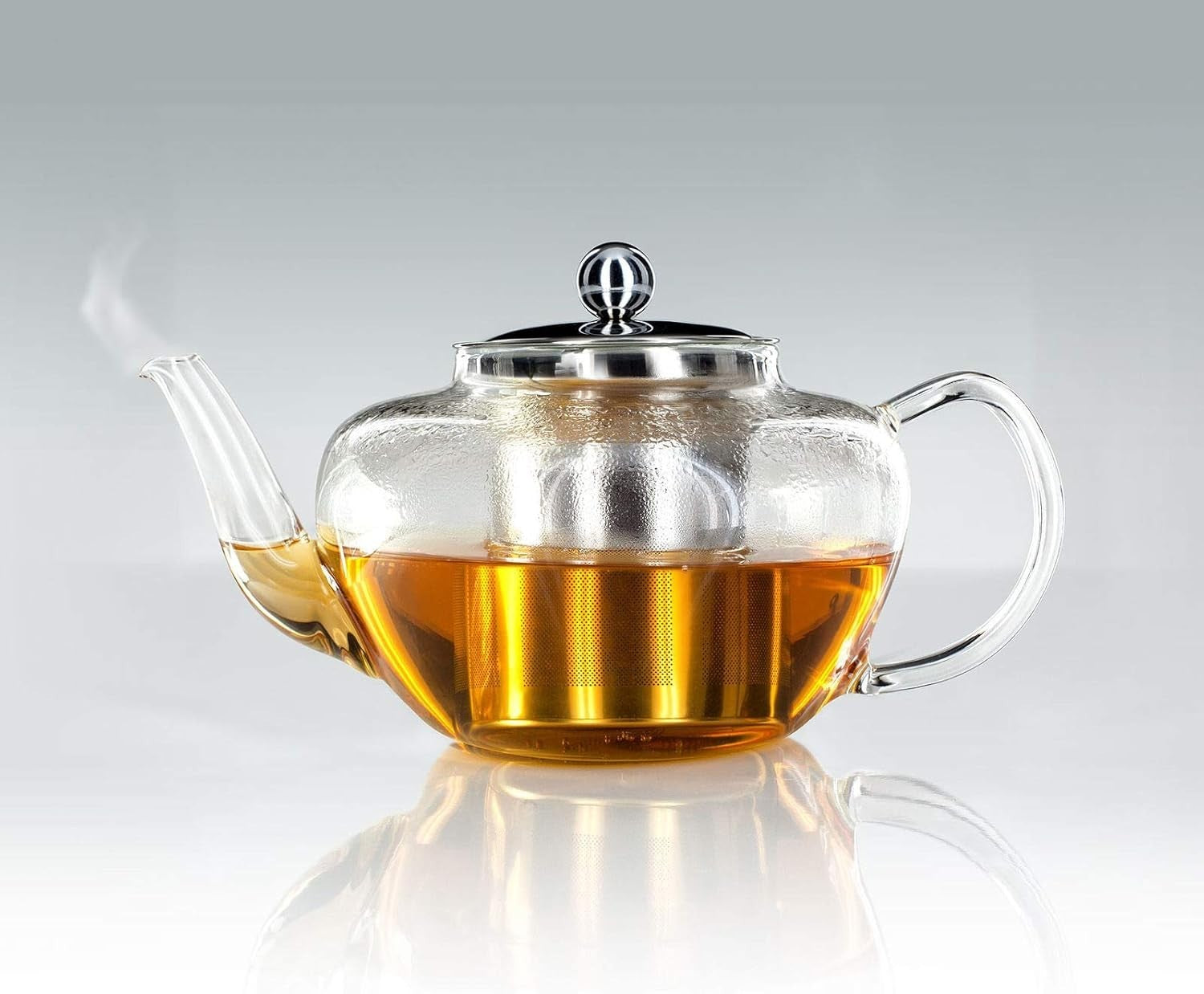 Glass Teapot 1L Loose Leaf Tea Pot Stainless Steel Infuser & Lid