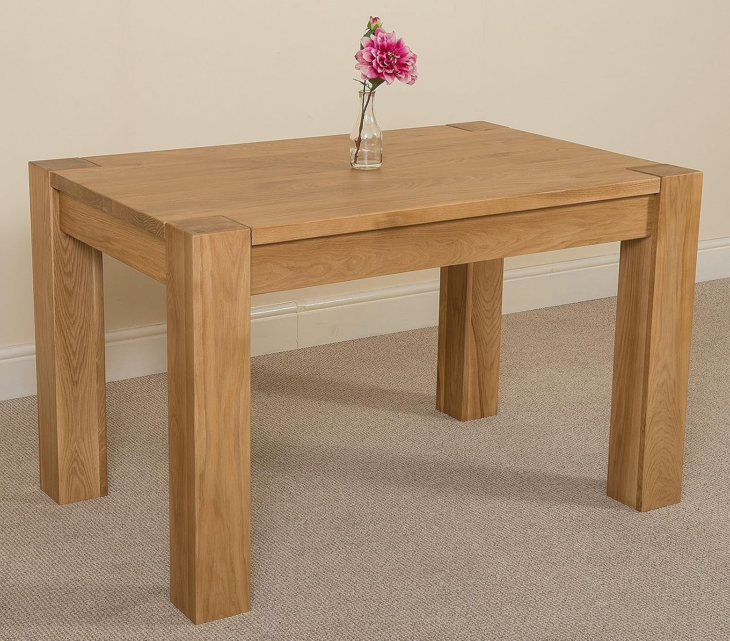 6 Seater Oak Dining Table Set Grey Fabric Chairs 125x80cm Modern Look
