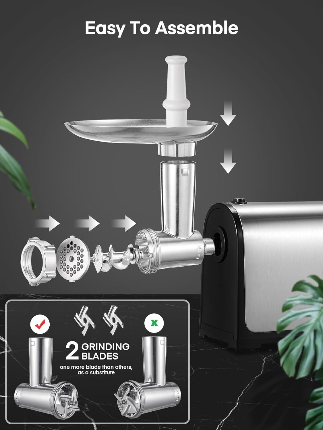 3000W Electric Meat Grinder Sausage Stuffer Mincer Kubbe Maker Kit