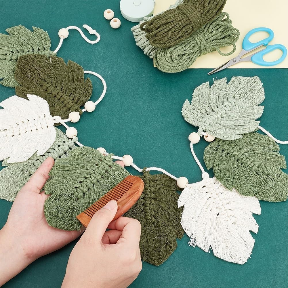 DIY Macrame Leaf Wall Hanging Kit Green Boho Home Decor