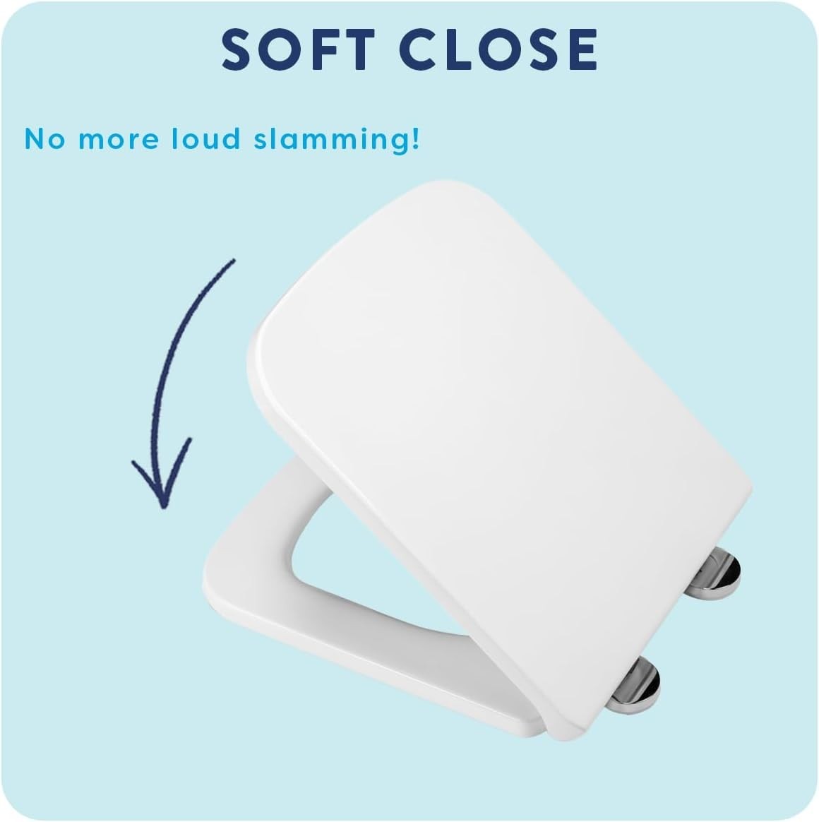 White Square Toilet Seat Soft Close Quick Release Antibacterial Durable