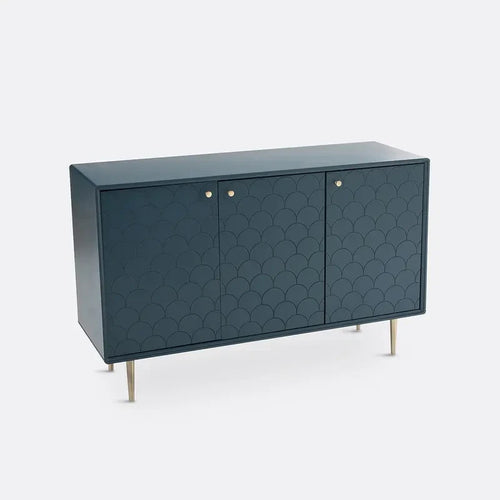 Modern 3 Door Sideboard Cabinet Gold Legs | Navy Buffet Storage Console
