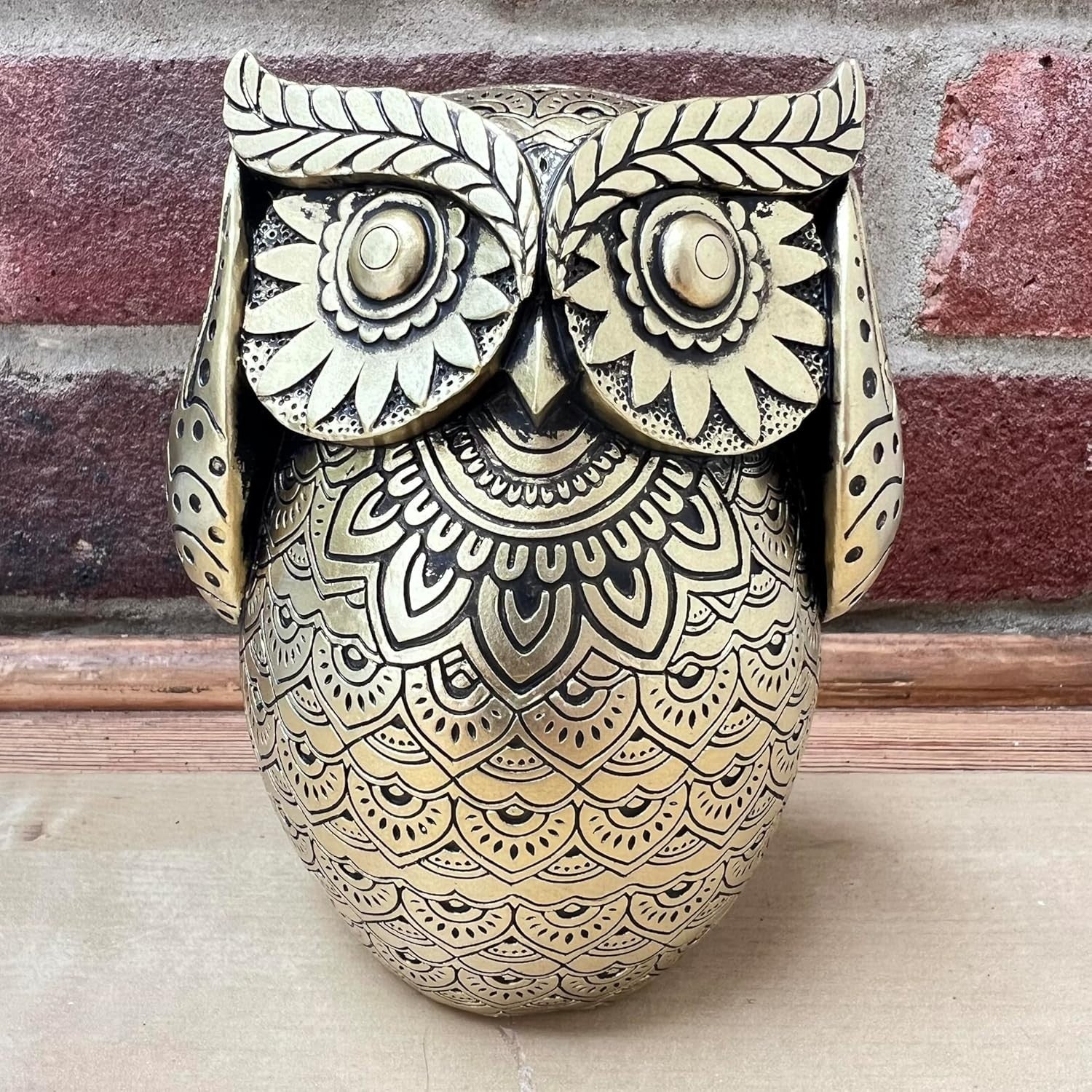 Golden Owl Ornament 13cm | Gold Home Decor Figurine | Detailed Polystone Statue