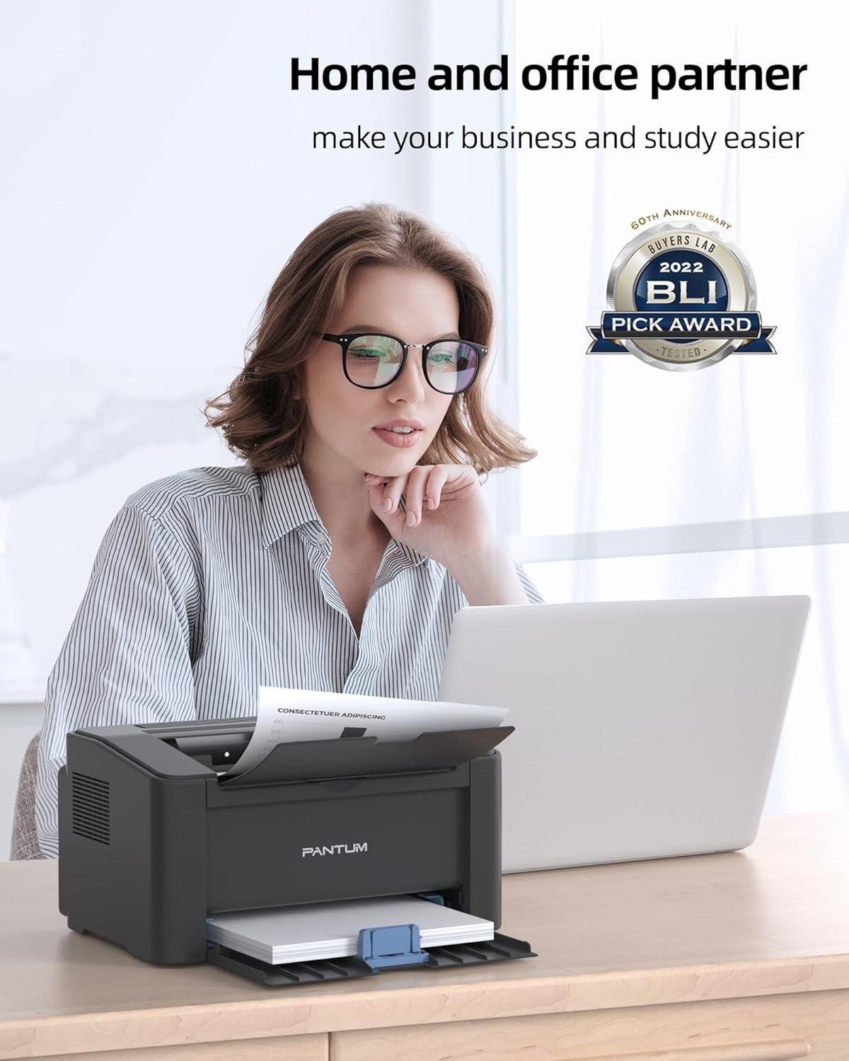 Black Mono Laser Printer A4 22ppm Wifi USB Compact Small Office