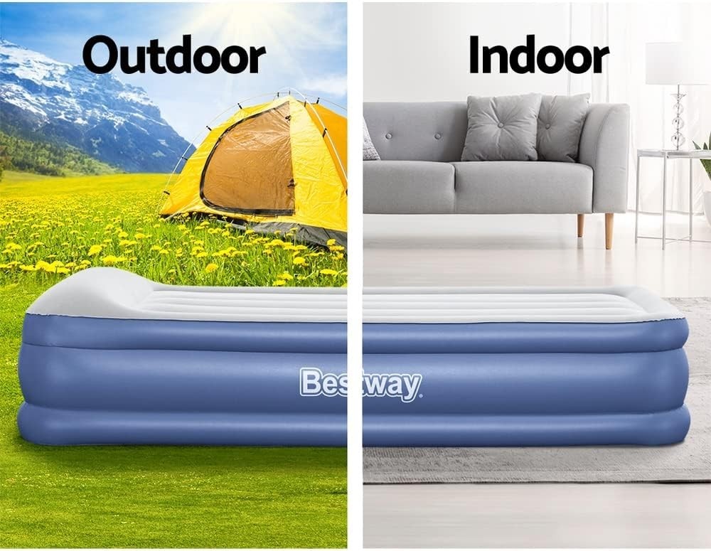 Inflatable Air Bed Built-In Electric Pump Single Raised Guest Bed