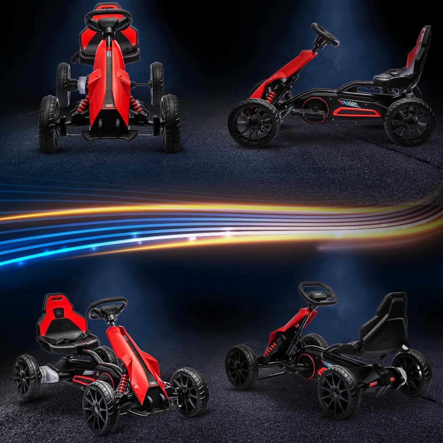 Kids Electric Go Kart 12V Drift Kart Ride On Car Red Seat Belt 30kg