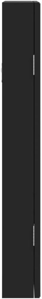 Compact LED Wall Jewelry Cabinet Frameless Mirror Lockable Storage Black