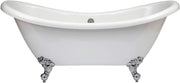 White Double Ended Freestanding Slipper Bath 1750x730mm Chrome Claw Feet