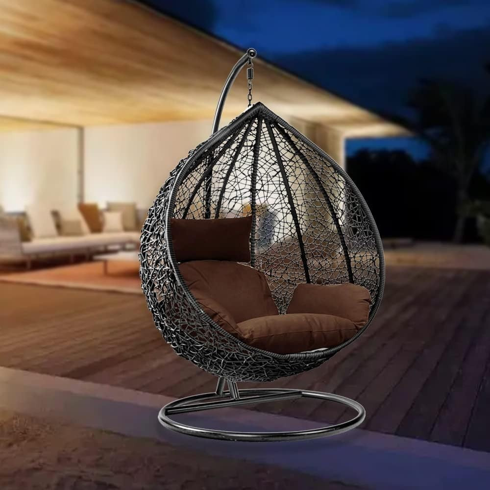 Rattan Hanging Egg Chair with Stand | Outdoor Swing Seat Cushion