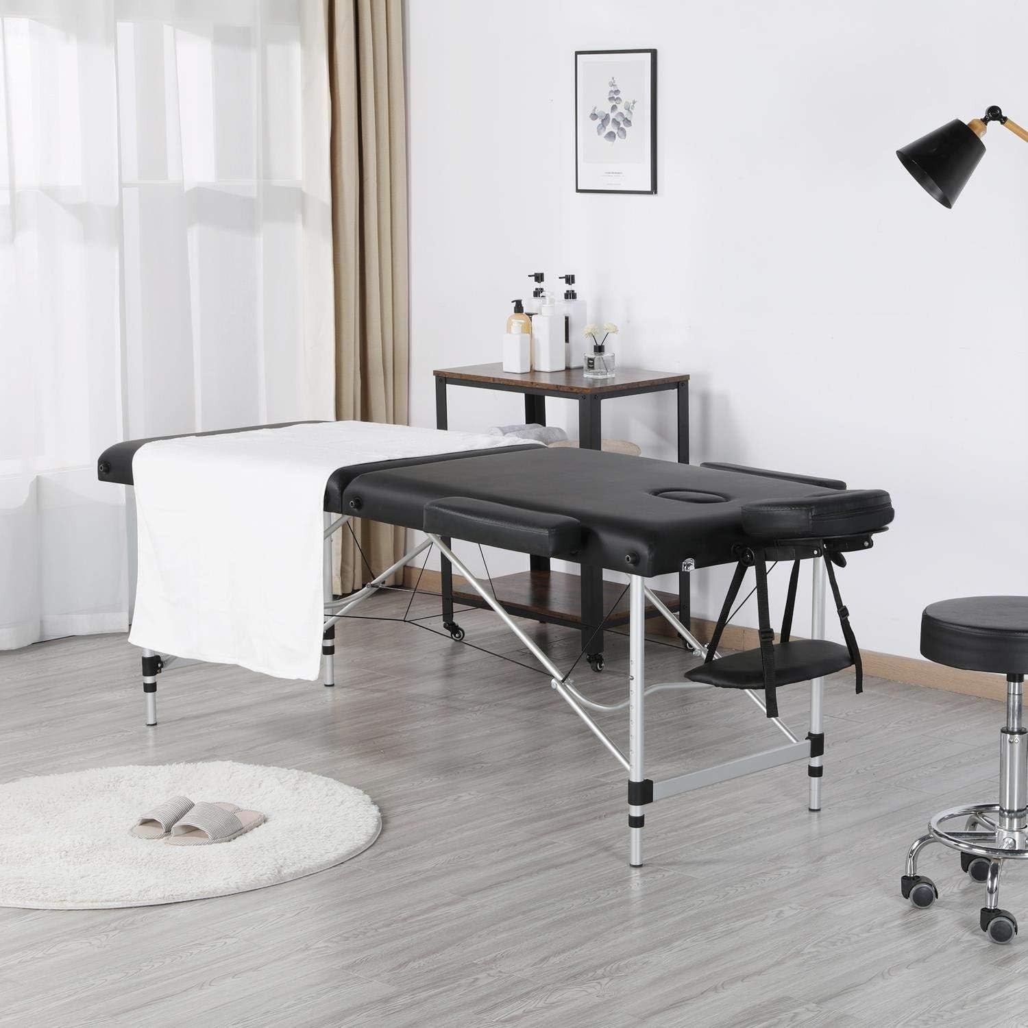 Portable Massage Table 2 Section with Saddle Stool Set Adjustable Spa Beauty Bed