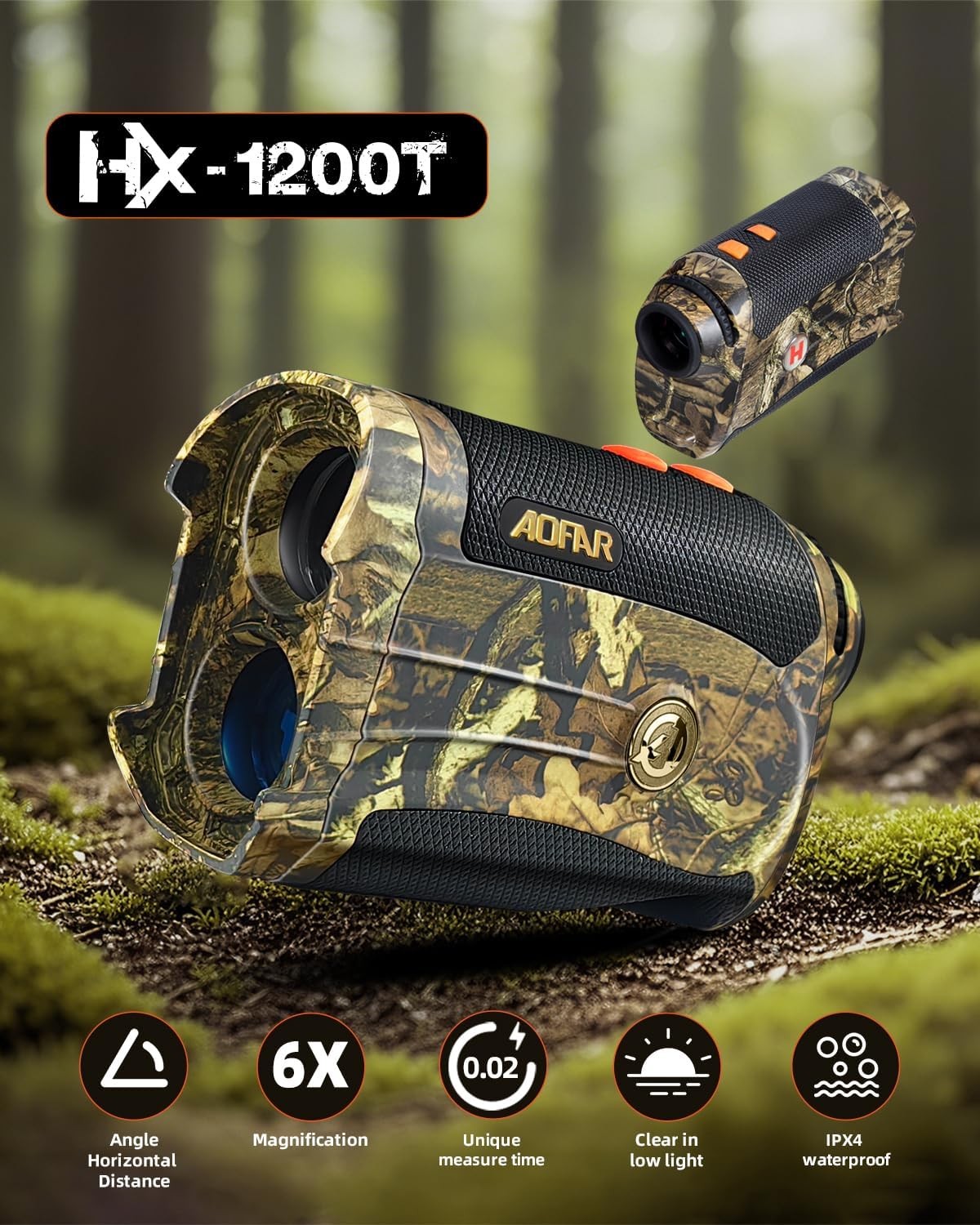 Hunting Rangefinder 1200m Laser Angle Distance Waterproof 6X Archery